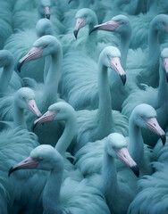 close up of a blue  flamingoes.Minimal creative nature concept.Generative AI