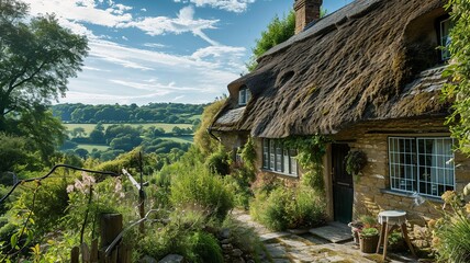 Enchanting Thatched-Roof Cottage: Rustic Charm and Tranquility in a Quaint Garden