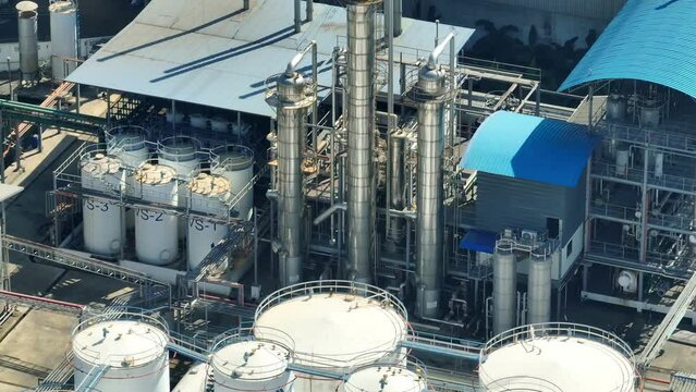 A facility that processes crude oil into diesel fuel through distillation and refining processes, meeting industry standards for quality and performance. Economic and industrial concept. Aerial view.
