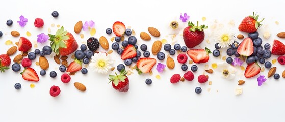 Fresh and Wholesome: Top View of Healthy Spring Snacks