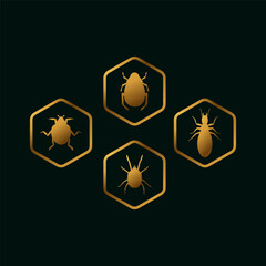 Insect logo design Bundle icon design element vector golden