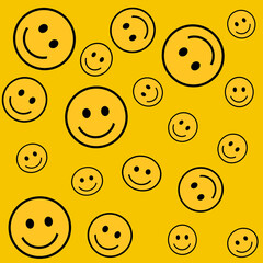 Fototapeta premium Smile seamless pattern isolated on yellow background.