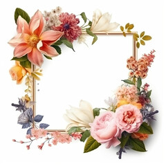 floral frame isolated on white background