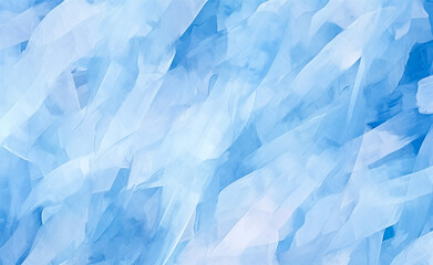 Water snow wavy abstract background for copy space text. Blue frozen ocean flowing motion. Watercolor frost, blizzard cartoon backdrop. Painted brushstrokes snowy winter art by Vita - obrazy, fototapety, plakaty