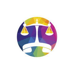 Law call vector logo design template. Handset and balance icon design.