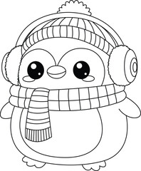 Cute Penguin Cartoon Coloring Page