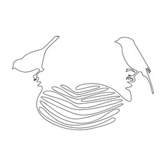bird nest line drawing