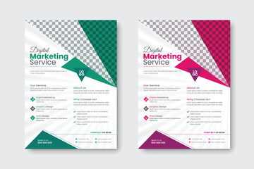 Vector corporate flyer template 2 color design