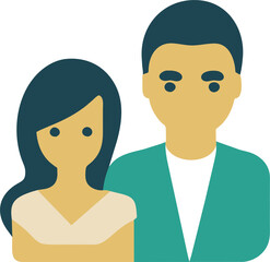 couple, icon colored shapes