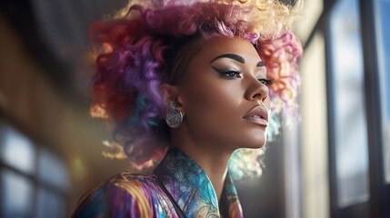 Obraz premium LGBTQ African American Women Fashion Colorful Professional Photo