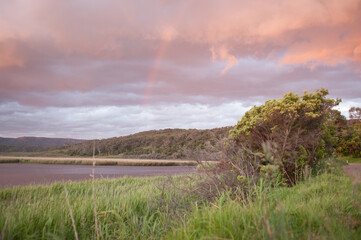Sunset Rainbow at Aire River on the Great Ocean Road