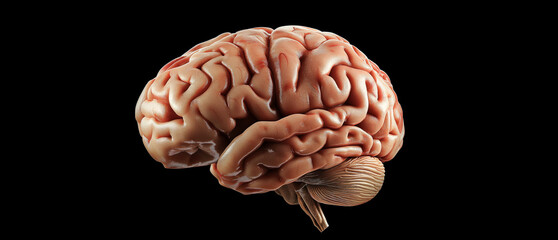 Neurological Marvel,  Detailed Human Brain Imaging on Black Background, Advancing Medical Science.