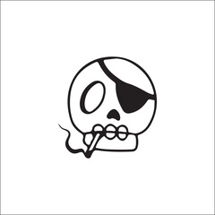 vector illustration of a skull smoking