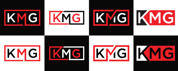  KMG logo. K M G design. White KMG letter. KMG, K M G letter logo design. K M G letter logo design in FIVE, FOUR, THREE, style. letter logo set in one artboard. K M G letter logo vector design.	

