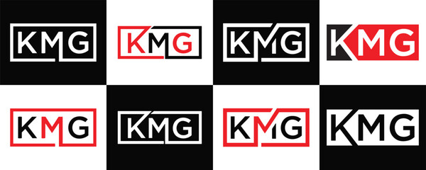  KMG logo. K M G design. White KMG letter. KMG, K M G letter logo design. K M G letter logo design in FIVE, FOUR, THREE, style. letter logo set in one artboard. K M G letter logo vector design.	
