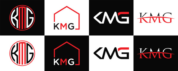  KMG logo. K M G design. White KMG letter. KMG, K M G letter logo design. K M G letter logo design in FIVE, FOUR, THREE, style. letter logo set in one artboard. K M G letter logo vector design.	
