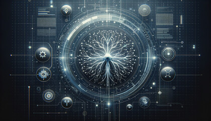 Abstract Neural Network: Futuristic Interface with Pulsating Nodes