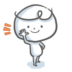 手をあげて挨拶する白い人　A white person raising his hand in greeting
