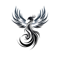 Obraz premium Modern white and black phoenix logo for designing various products.