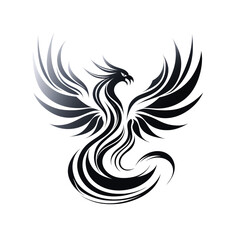 Fototapeta premium Modern white and black phoenix logo for designing various products.