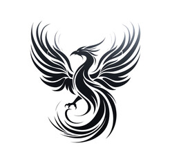 Obraz premium Modern white and black phoenix logo for designing various products.