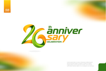Fototapeta na wymiar 26th Anniversary logotype with a combination of orange and green on a white background.