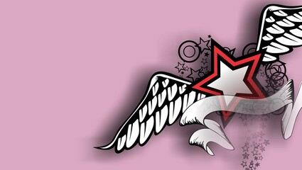 winged star tattoo colorful background banner illustration