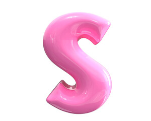 3D Letter Pink S