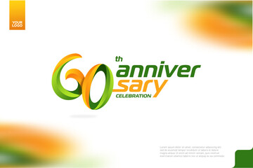 Fototapeta na wymiar 60th Anniversary logotype with a combination of orange and green on a white background.