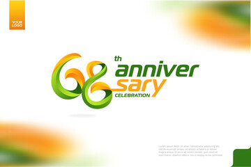 Fototapeta na wymiar 68th Anniversary logotype with a combination of orange and green on a white background.