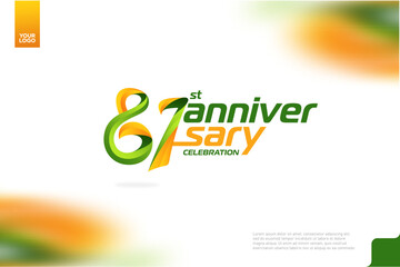 Fototapeta na wymiar 81st Anniversary logotype with a combination of orange and green on a white background.