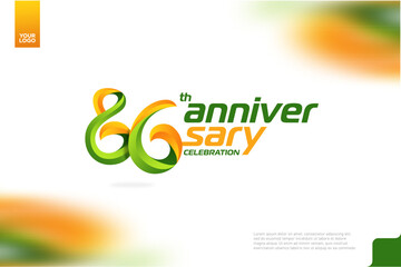 Fototapeta na wymiar 86th Anniversary logotype with a combination of orange and green on a white background.