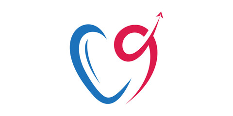 logo design combination of love shape with travel, tour, holiday, icon, vector, symbol.