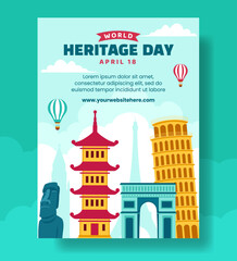 Obraz premium Heritage Day Vertical Poster Flat Cartoon Hand Drawn Templates Background Illustration