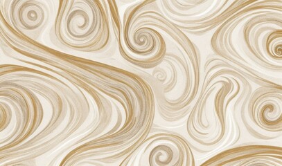 Fototapeta na wymiar Wavy and swirled white and bronze brush strokes vector seamless pattern from AI Generative