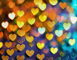 Multi colored heart background; wallpaper; Valentines Day concept