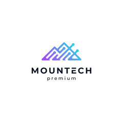 colorful mountain and circuit for technology, internet, finance or media logo design