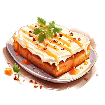 recommend clip art: Watercolor Carrot Cake Spiced Cake With Grated Carrots Orange Brown Col Clipart Tshirt Transparent Sticker Isolated PNG Illustration 