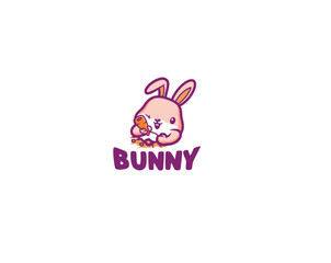 Cute bunny holding carrot logo