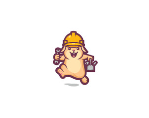 Rabbit happy worker mascot logo