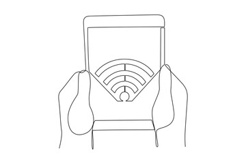 One continuous line drawing of Information technology concept. Doodle vector illustration in simple linear style.