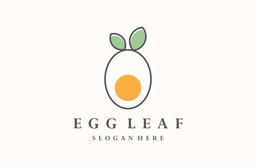 logo design egg leaf vector template .