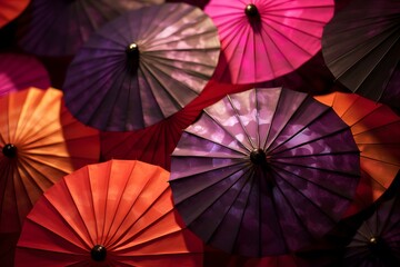 Festive Spectrum: Traditional Paper Umbrellas in Abstract Arrangement