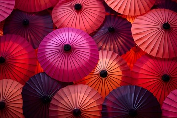 Festive Spectrum: Traditional Paper Umbrellas in Abstract Arrangement