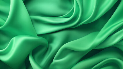 Obraz premium Pastell green soft silk or satin laying in waves and curves in 3d, luxury smooth elegant textile background texture 