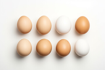 Organic eggs on white background