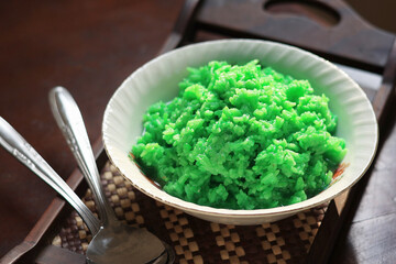 Tape Ketan Ijo, Fermented Glutinous Rice with Pandan Green Color