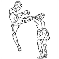 vector illustration of muay thai fighter kick boxing logo icon