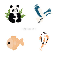 Obraz premium Japan Travel Cute Watercolor Element.