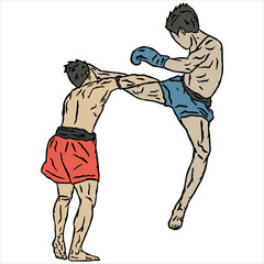 vector illustration of muay thai fighter kick boxing logo icon
